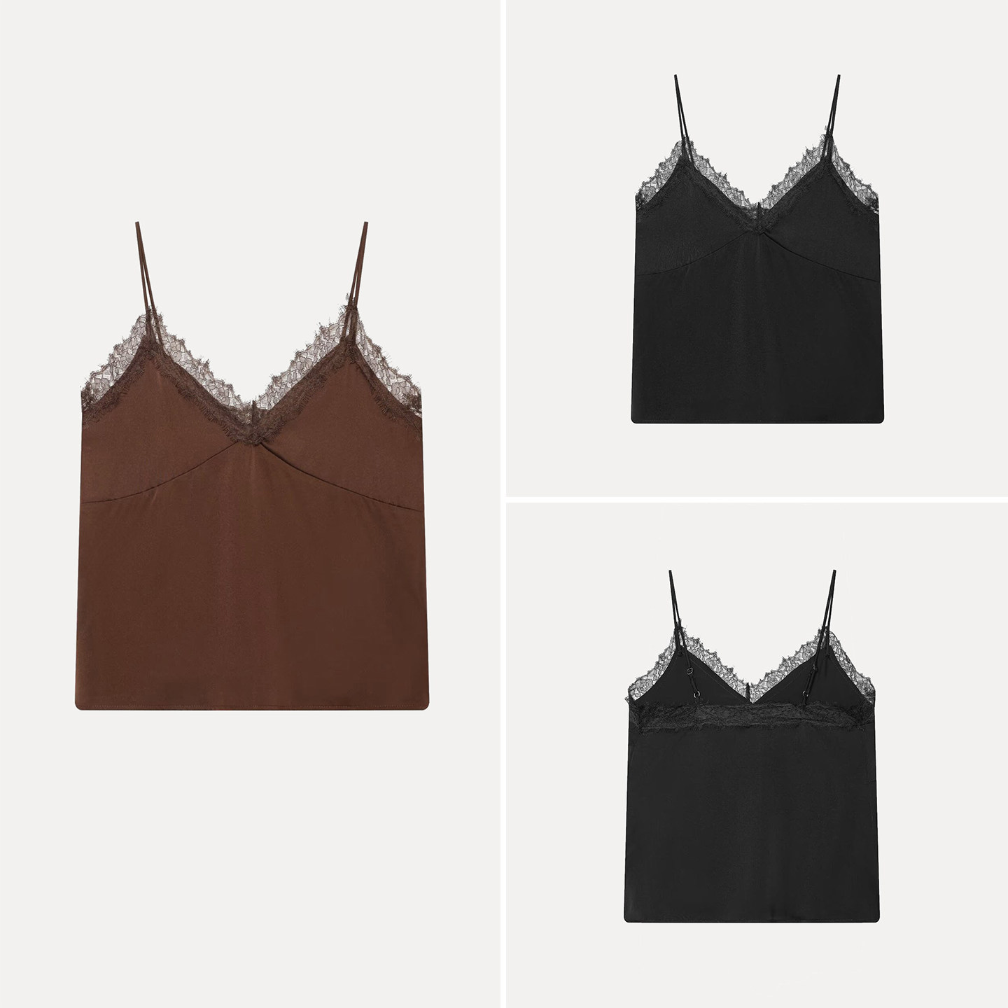 Summer Clothing Colors 2026 - เสื้อผู้หญิงลำลองแฟชั่น แต่งลูกไม้ ตัดต่อสองสี สายปรับได้ เสื้อกั๊ก ZADATA