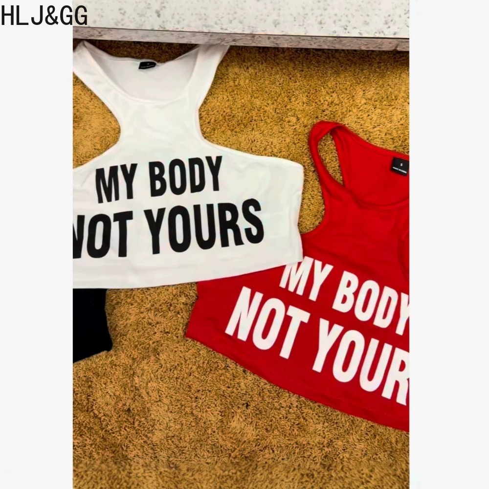 Summer Clothing Trends For Women 2026 - HLJ&GG ฤดูร้อนใหม่พิมพ์ลายตัวอักษรสลิมเวสต์ ฮอตเกิร์ลแฟชั่นคอกลมแขนกุดเสื้อครอปผู้หญิงเสื้อผ้าสตรีสตรีทแวร์ 2026