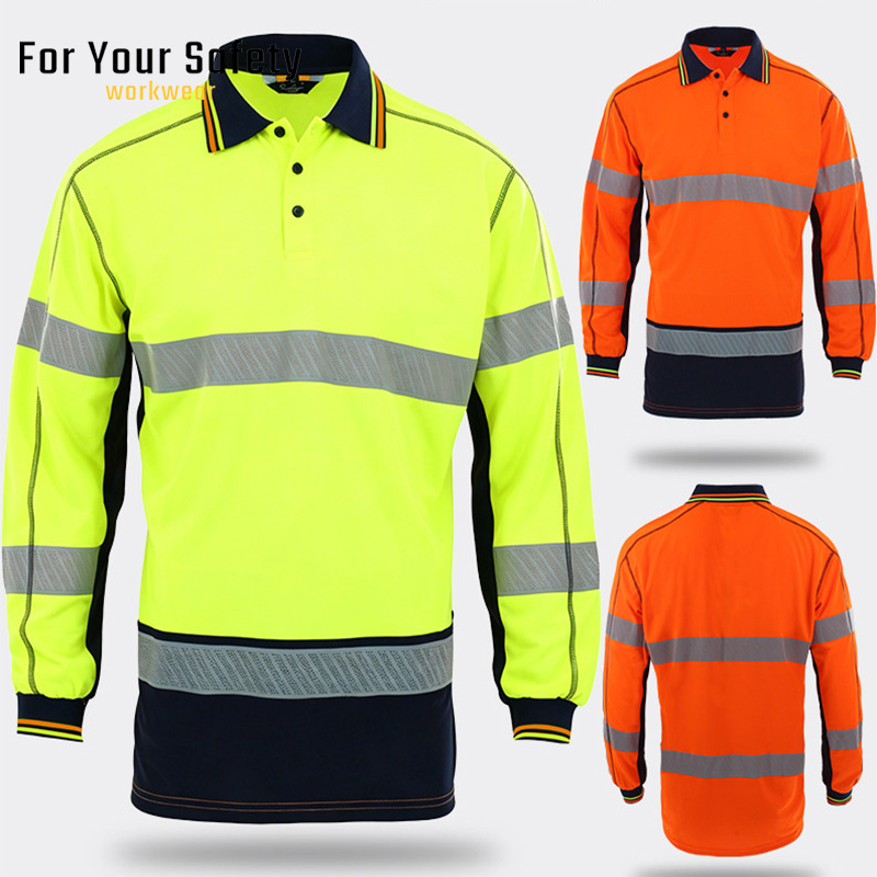 Summer Hi Vis Clothing - เสื้อโปโลแห้งเร็วสำหรับผู้ชาย ฤดูร้อน ป้องกันแสงแดด ชุดทำงานก่อสร้างถนน เสื้อแขนยาว เสื้อผ้าสะท้อนแสง