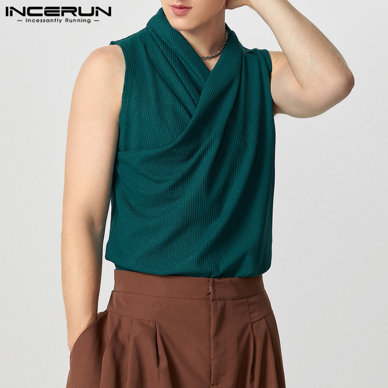 Summer Clothing Colors 2026 - 2026 เสื้อกล้ามชายสีทึบ V คอแขนกุดถักลำลองชายเสื้อกั๊กสตรีทแวร์ฤดูร้อนแฟชั่นเสื้อผ้าผู้ชาย S-5XL INCERUN