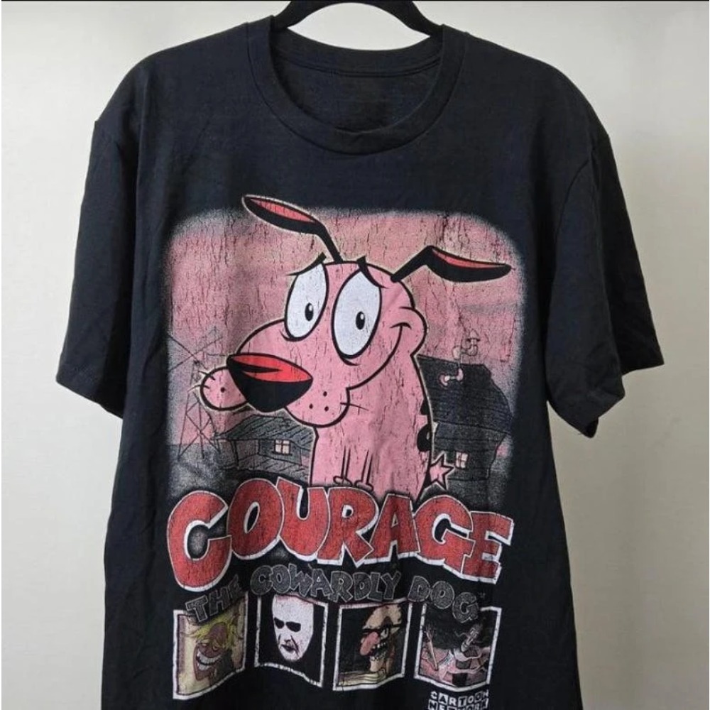 Summer Clothing Women - เสื้อยืดแขนสั้นลายการ์ตูน Summer Vintage Courage The Cowardly