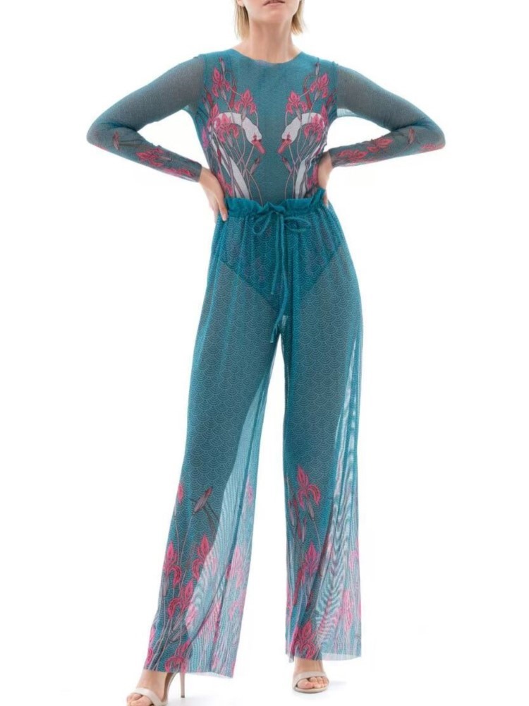 Swim Cover Up Mesh - 2 ชิ้นชุดตาข่ายชุดว่ายน้ําและ Panst ชุดว่ายน้ําเซ็กซี่ผู้หญิงฤดูร้อนชุดว่ายน้ําชุดบิกินี่ Beach Cover
