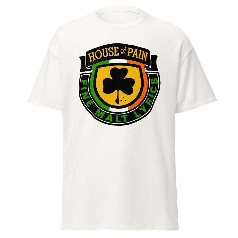 Tie Front Shirt - House of Pain Fine Malt เนื้อเพลงโลโก้ด้านหน้ากลับพิมพ์กระโดดรอบเสื้อยืด