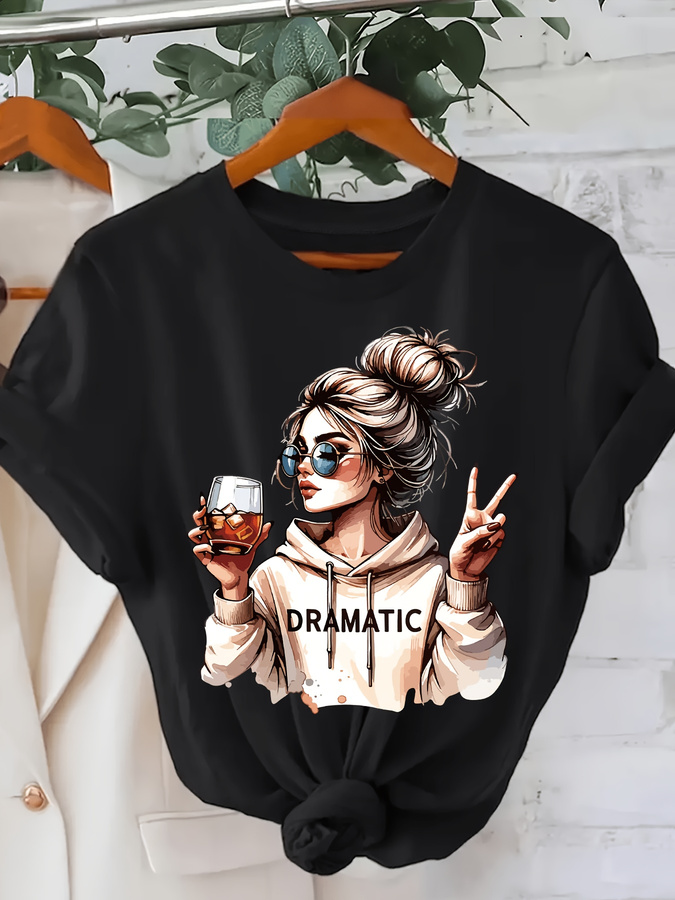 Summer Clothing Trends For Women 2026 - เสื้อยืดแขนสั้นคอกลมพิมพ์ลายแฟชั่นสำหรับผู้หญิง 1 ชิ้น สวมใส่สบายและเหมาะสำหรับสวมใส่ในชีวิตประจำวัน พิมพ์ลายทันสมัย