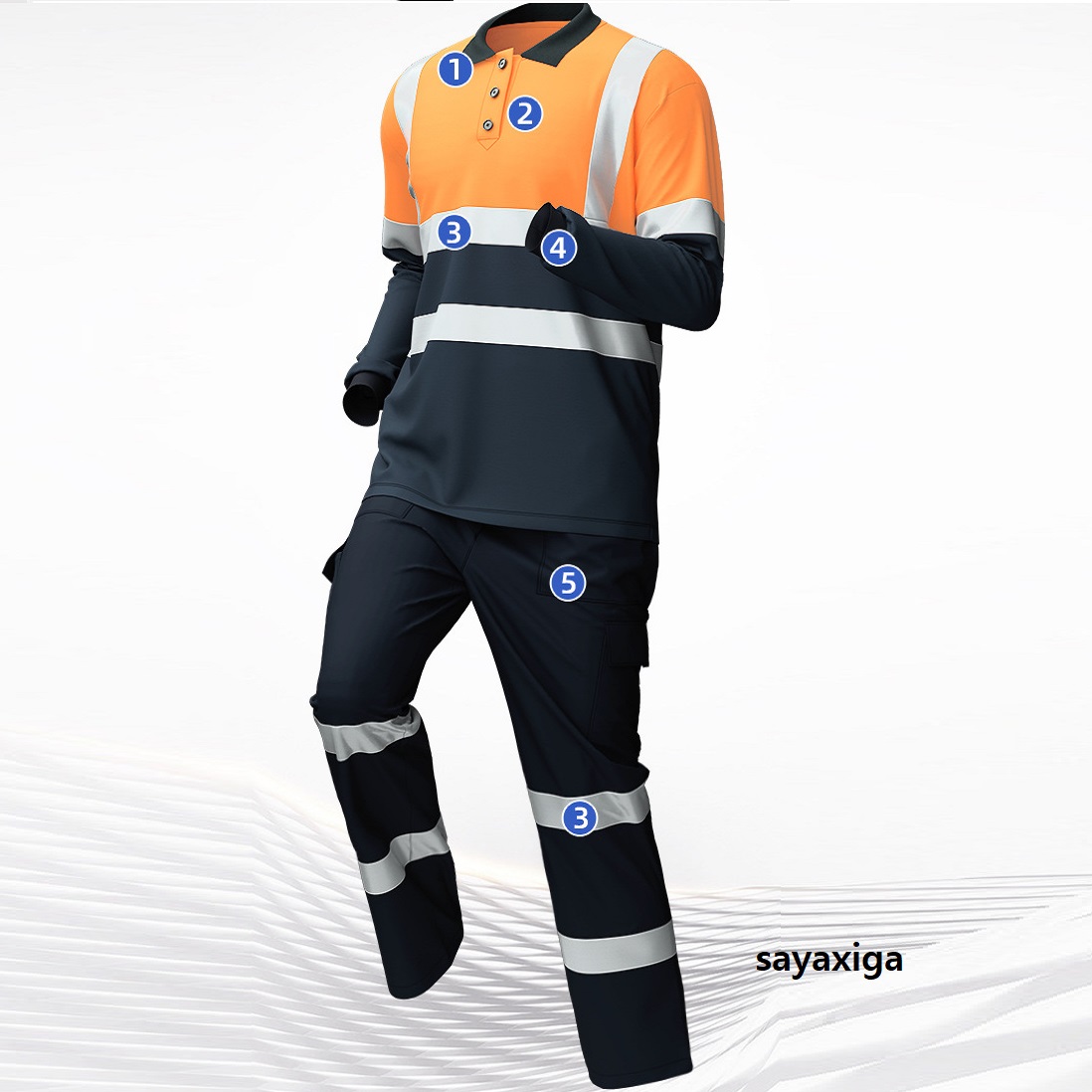 Summer Hi Vis Clothing - เสื้อโปโลแห้งเร็วพร้อมกางเกงผ้าฝ้ายเสื้อสะท้อนแสงฤดูร้อนเสื้อยืด pants5XL สำหรับงานก่อสร้าง