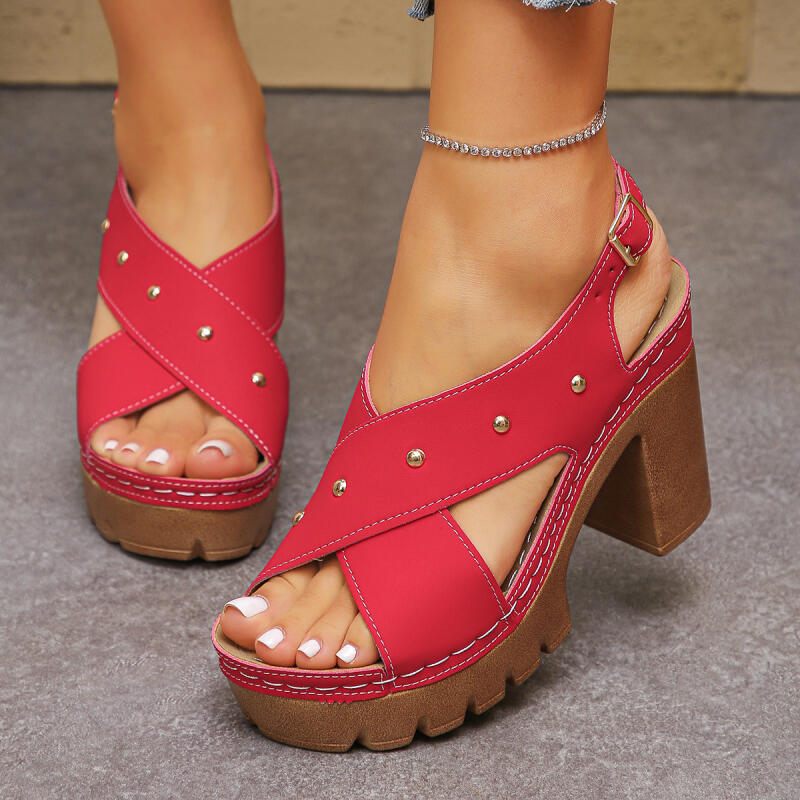 Summer Clothing For Petite Women - รองเท้าส้นสูงแบบวินเทจ สายไขว้ สไตล์กลาดิเอเตอร์ สำหรับผู้หญิง ฤดูร้อน 2026
