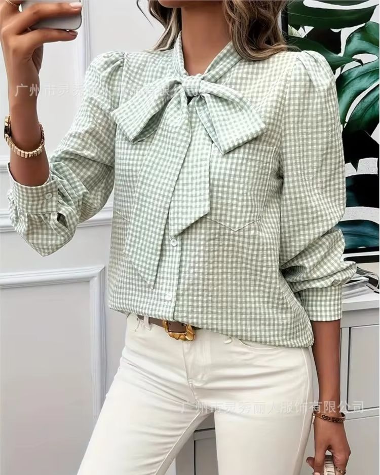 เสื้อเชิ้ตลายตารางหมากรุกสไตล์ - Tie Front Shirt บทวิจารณ์และราคา
