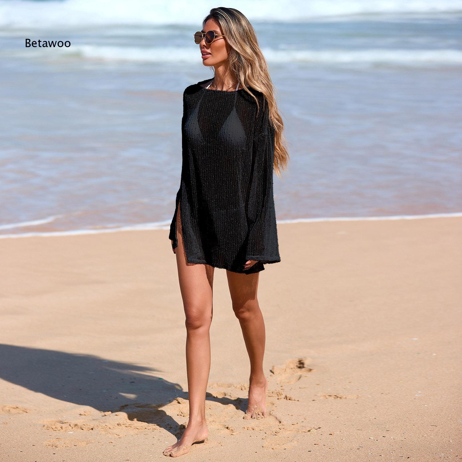 ชุดคลุมว่ายน้ำผ้าตาข่ายสีฟ้าอ่ - Swim Cover Up Mesh บทวิจารณ์และราคา