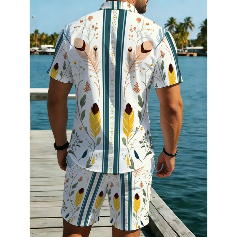 ชุดฤดูร้อนผู้ชาย 2 ชิ้น เสื้อฮ - Beach Shirt Hawaiian บทวิจารณ์และราคา