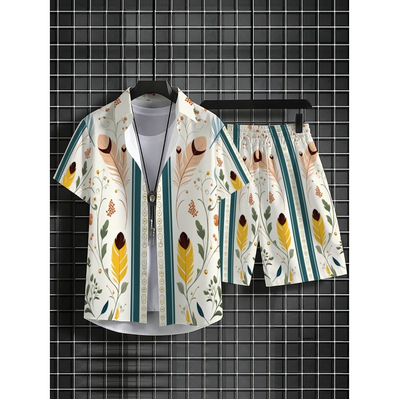 ชุดฤดูร้อนผู้ชาย 2 ชิ้น เสื้อฮ - Beach Shirt Hawaiian บทวิจารณ์และราคา