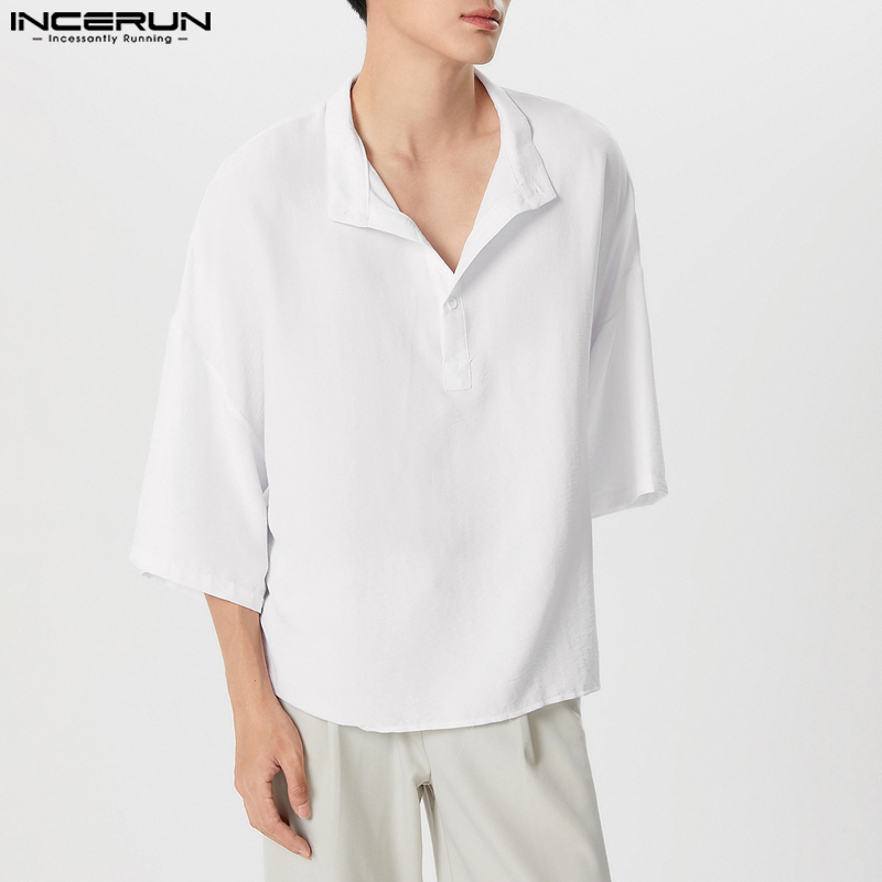 INCERUN เสื้อเชิ้ตผู้ชายสีทึบค - Summer Clothing Colors 2026 บทวิจารณ์และราคา