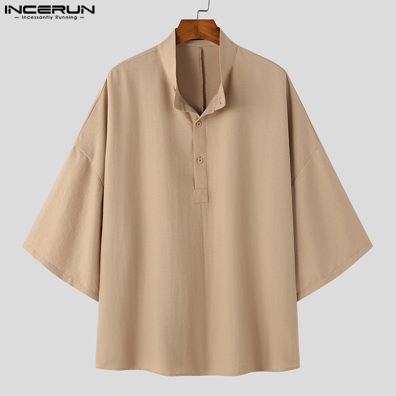 INCERUN เสื้อเชิ้ตผู้ชายสีทึบค - Summer Clothing Colors 2026 บทวิจารณ์และราคา