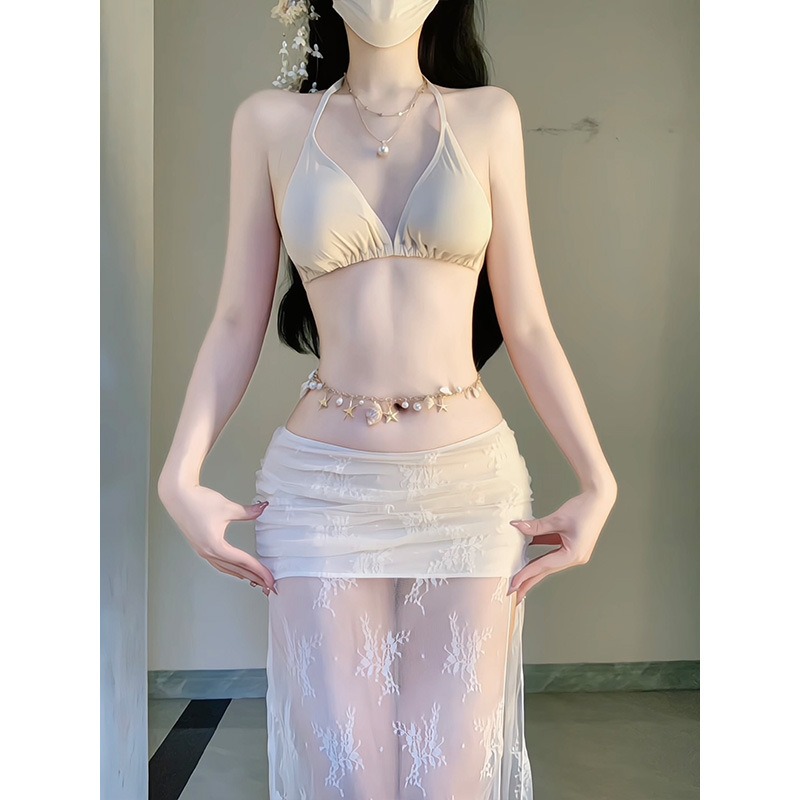 ชุดบิกินี่ 4 ชิ้น สีขาวลายดอกไ - Swim Cover Up Mesh บทวิจารณ์และราคา