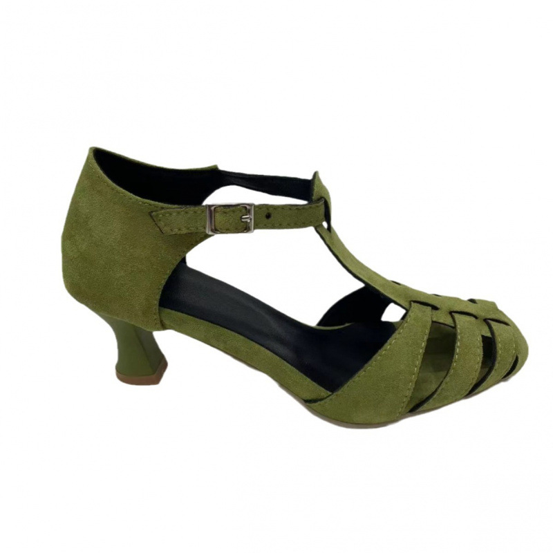 รองเท้าส้นเตี้ยแบบ T-Strap สีเ - Summer Clothing Office บทวิจารณ์และราคา