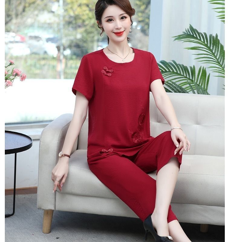 ชุดเซ็ตผ้าฝ้ายลินินแขนสั้นสำหร - Summer Clothing Over 60 บทวิจารณ์และราคา