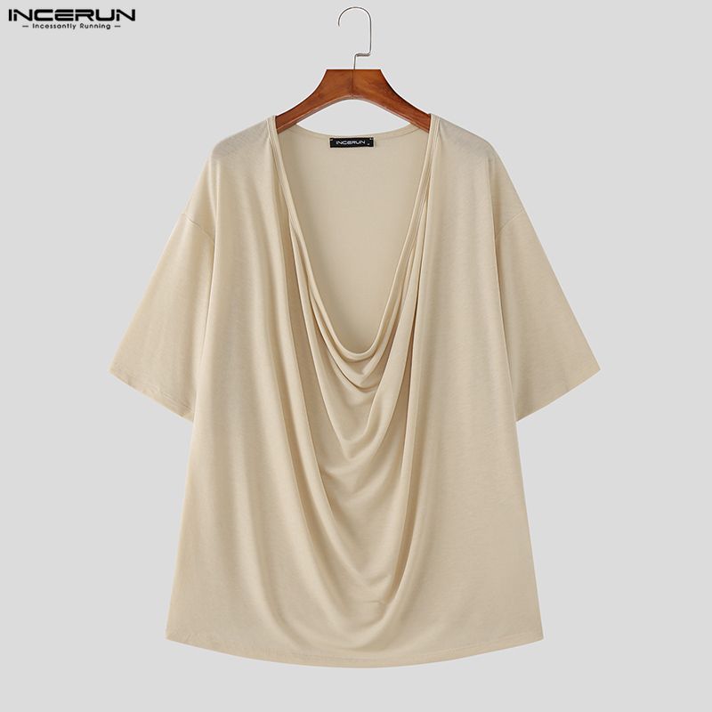 INCERUN เสื้อยืดผู้ชายสีทึบแขน - Summer Clothing Colors 2026 บทวิจารณ์และราคา