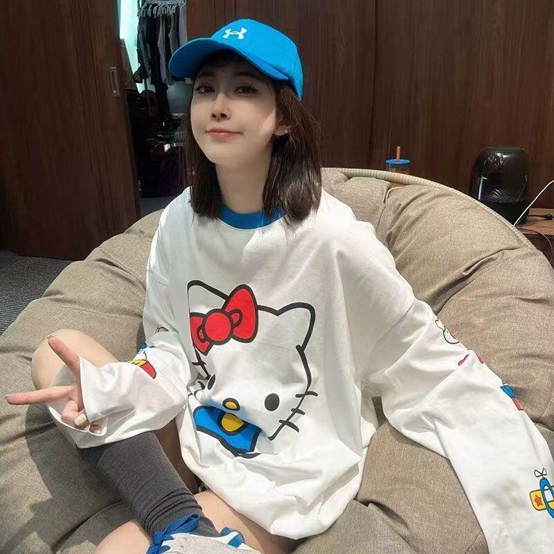 เสื้อยืดแขนยาวลายการ์ตูนเฮลโล  - Summer Clothing Women บทวิจารณ์และราคา