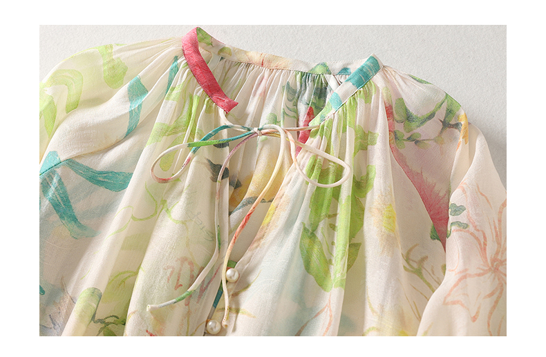 เสื้อคาร์ดิแกนลายดอกไม้สไตล์โบ - Tie Front Shirt บทวิจารณ์และราคา