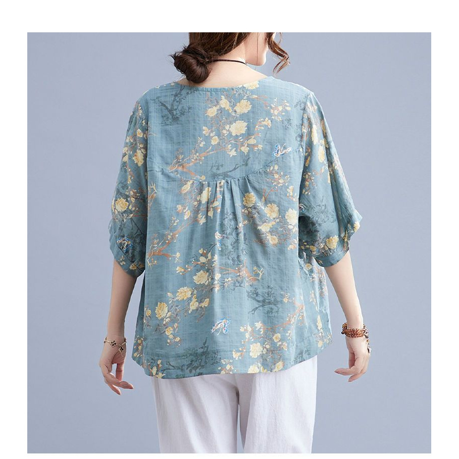 เสื้อยืดแขนสั้นผ้าฝ้ายลินินทรง - Summer Clothing Over 60 บทวิจารณ์และราคา