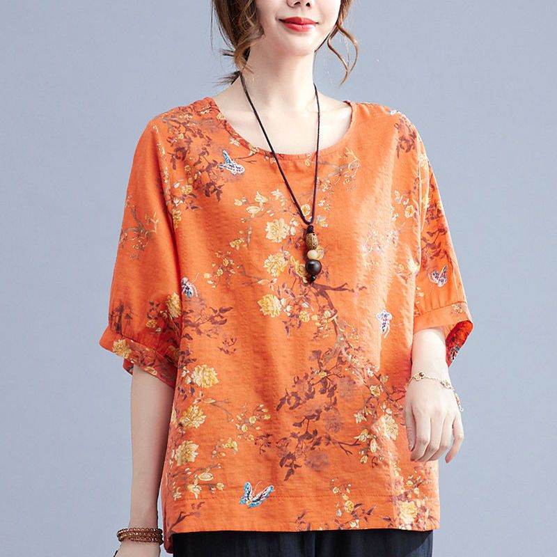 เสื้อยืดแขนสั้นผ้าฝ้ายลินินทรง - Summer Clothing Over 60 บทวิจารณ์และราคา