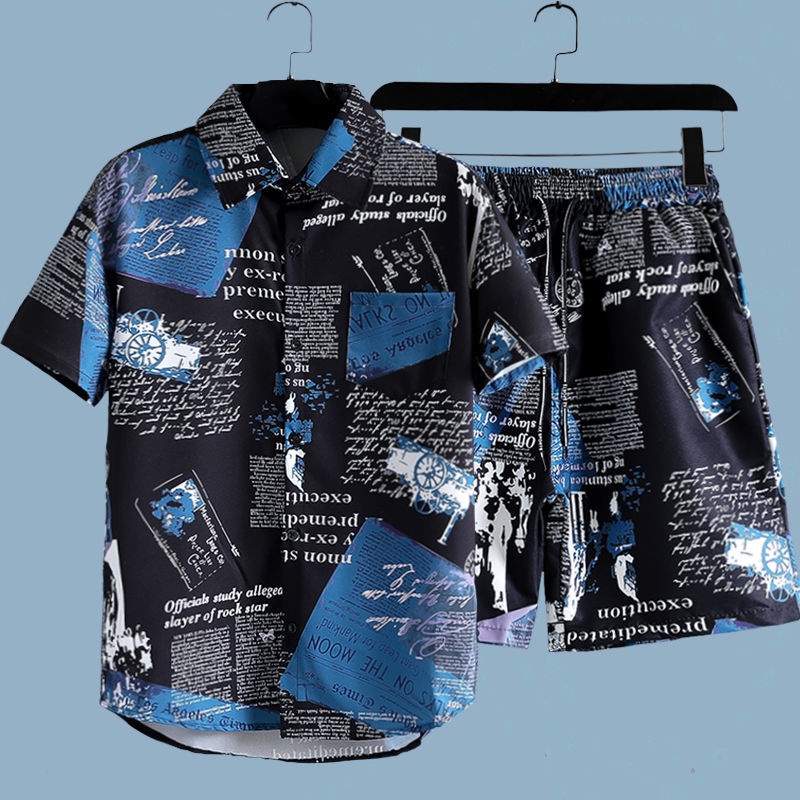 ชุดเซ็ต 2 ชิ้นสำหรับผู้ชาย ลาย - Beach Shirt Hawaiian บทวิจารณ์และราคา