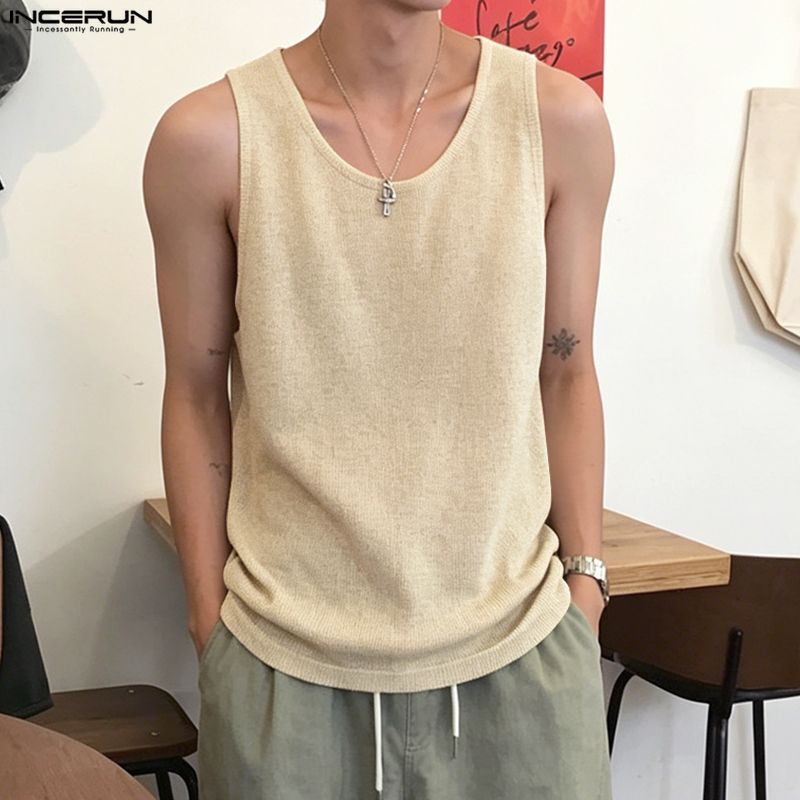เสื้อกล้ามผู้ชาย INCERUN สีพื้ - Summer Clothing Colors 2026 บทวิจารณ์และราคา