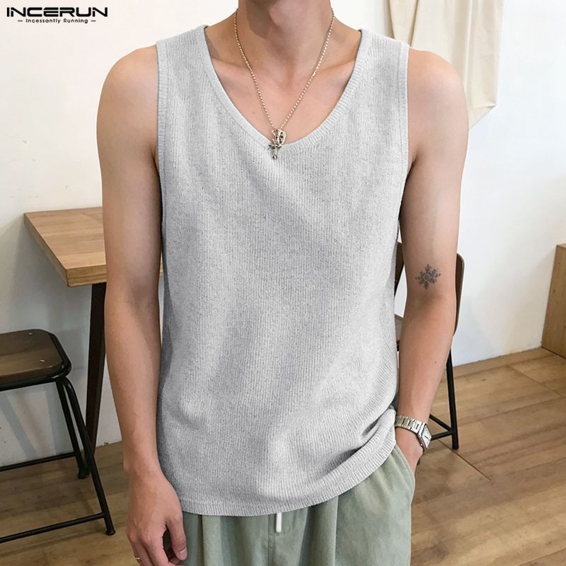 เสื้อกล้ามผู้ชาย INCERUN สีพื้ - Summer Clothing Colors 2026 บทวิจารณ์และราคา