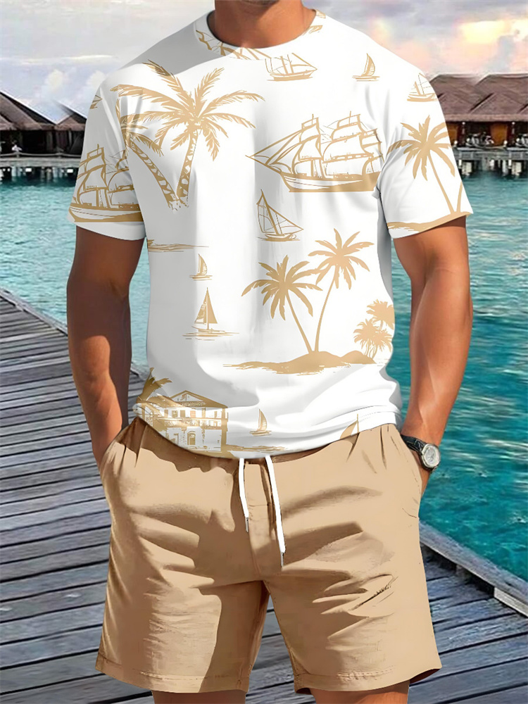 ชุดเซ็ตเสื้อยืดแขนสั้นและกางเก - Beach Shirt Hawaiian บทวิจารณ์และราคา