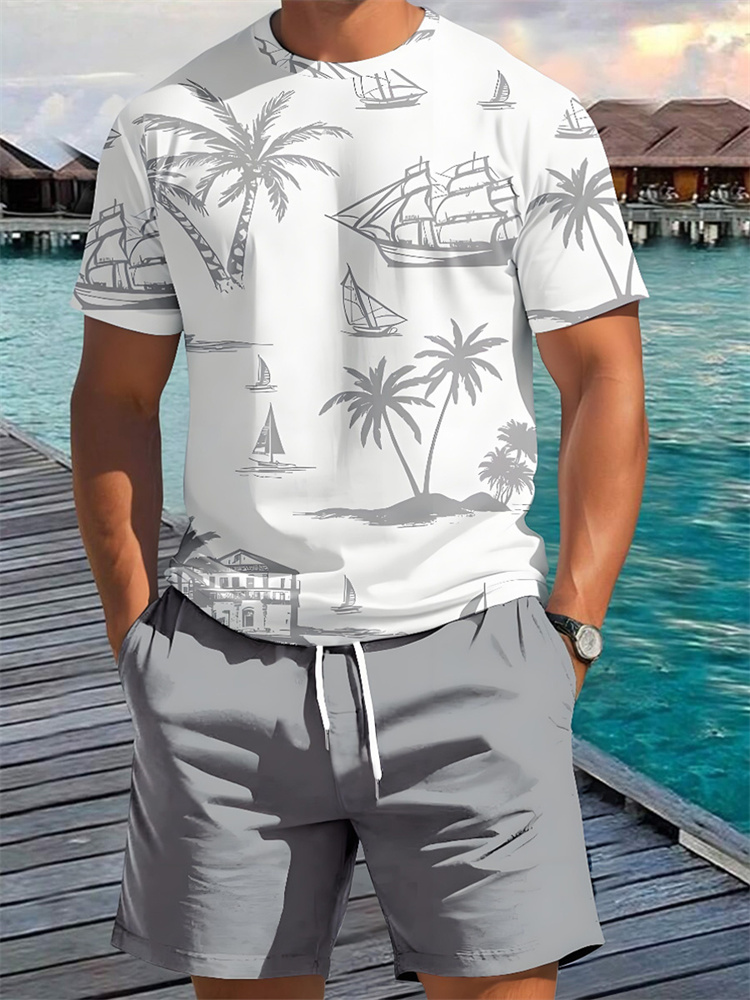 ชุดเซ็ตเสื้อยืดแขนสั้นและกางเก - Beach Shirt Hawaiian บทวิจารณ์และราคา