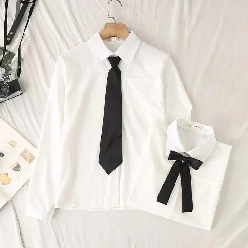 JK เสื้อโรงเรียนแฟชั่นสไตล์เพร - Tie Front Shirt บทวิจารณ์และราคา