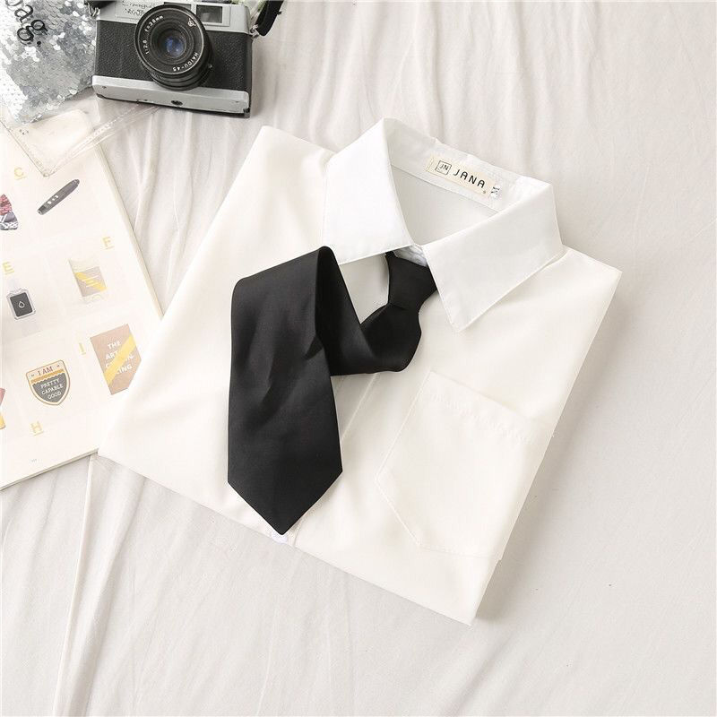 JK เสื้อโรงเรียนแฟชั่นสไตล์เพร - Tie Front Shirt บทวิจารณ์และราคา