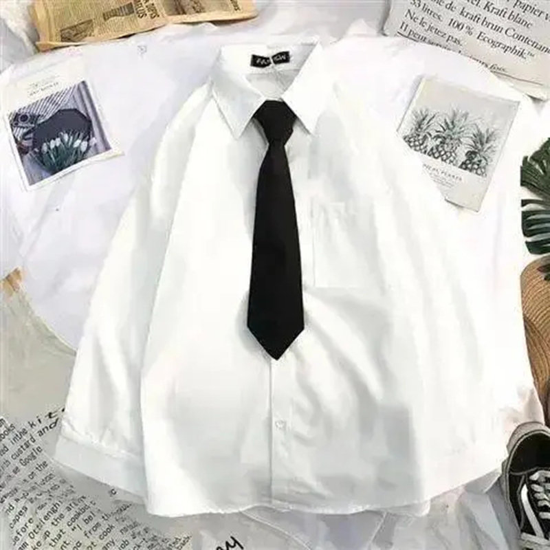 JK เสื้อโรงเรียนแฟชั่นสไตล์เพร - Tie Front Shirt บทวิจารณ์และราคา