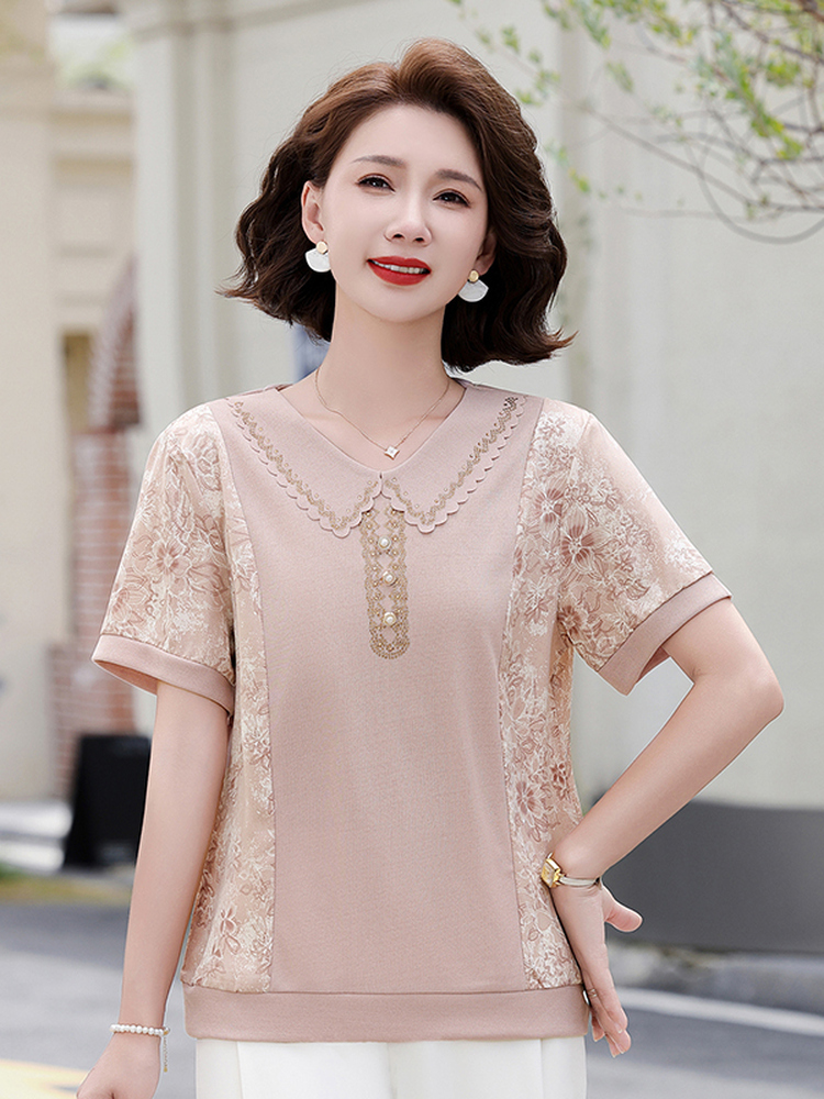 เสื้อยืดแขนสั้นถักลายต่อแบบแฟช - Summer Clothing Over 60 บทวิจารณ์และราคา