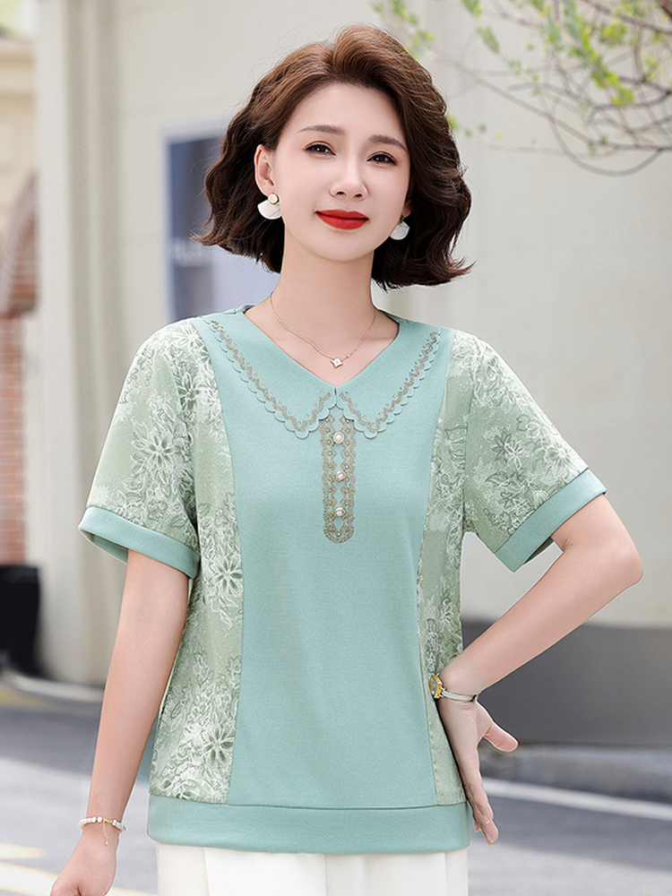 เสื้อยืดแขนสั้นถักลายต่อแบบแฟช - Summer Clothing Over 60 บทวิจารณ์และราคา