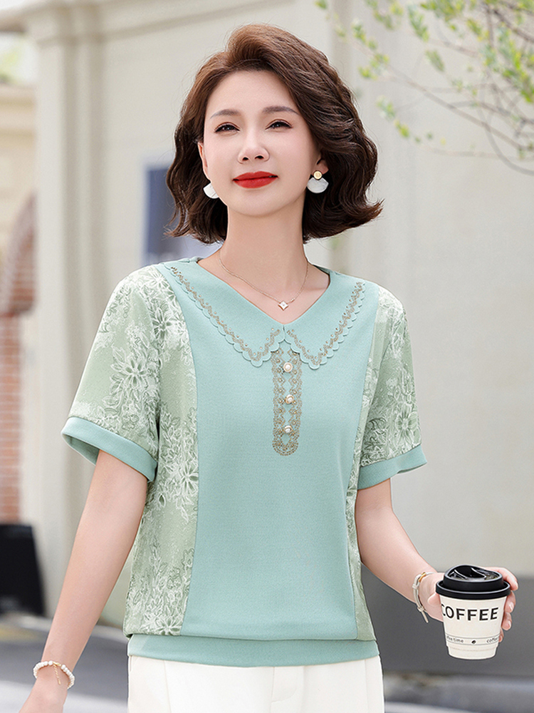 เสื้อยืดแขนสั้นถักลายต่อแบบแฟช - Summer Clothing Over 60 บทวิจารณ์และราคา