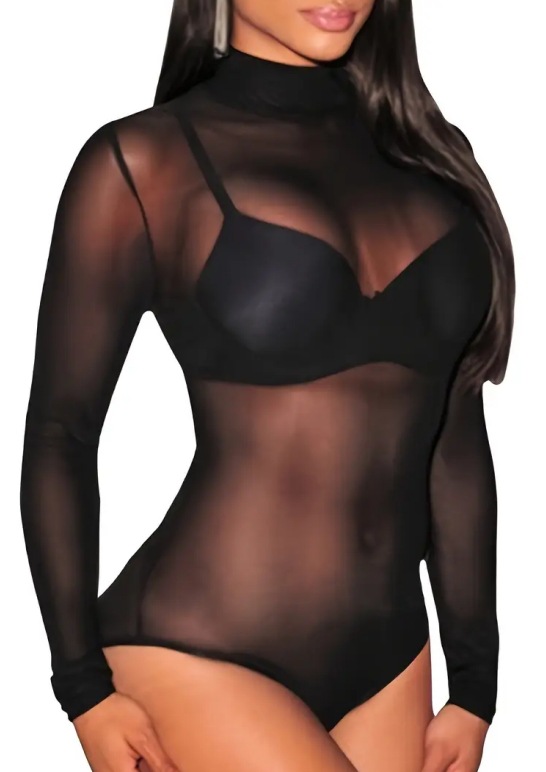 ชุดบอดี้สูทตาข่ายโปร่งแขนยาวคอ - Swim Cover Up Mesh บทวิจารณ์และราคา