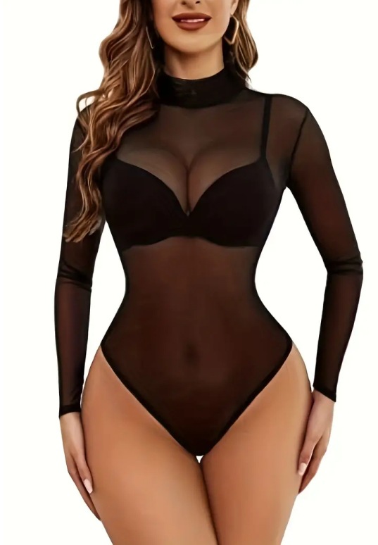ชุดบอดี้สูทตาข่ายโปร่งแขนยาวคอ - Swim Cover Up Mesh บทวิจารณ์และราคา