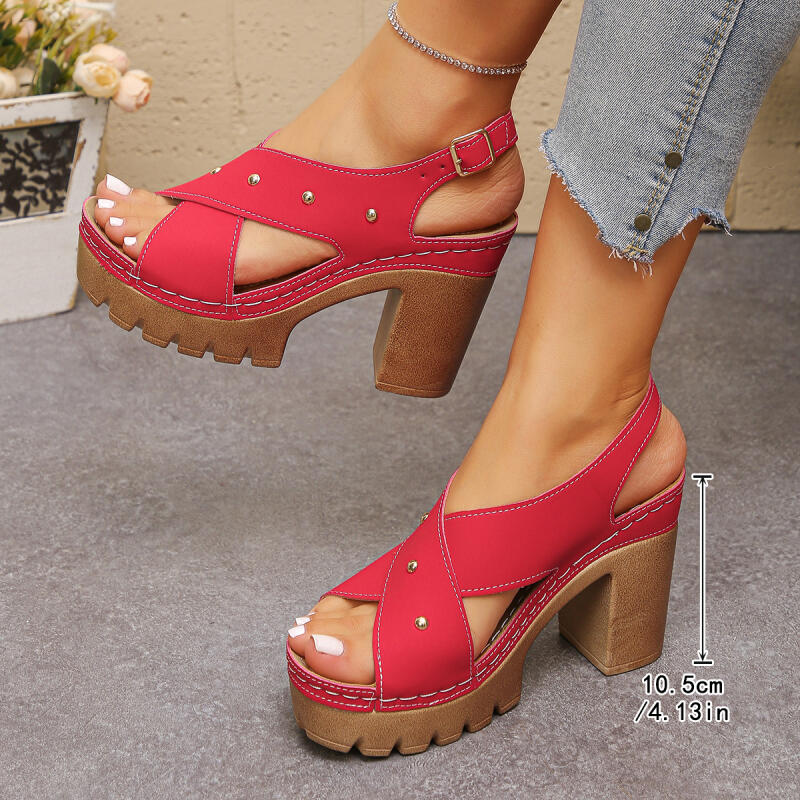 รองเท้าส้นสูงแบบวินเทจ สายไขว้ - Summer Clothing For Petite Women บทวิจารณ์และราคา