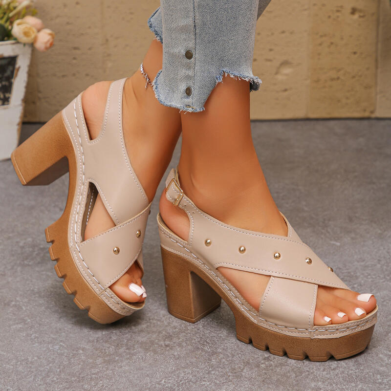รองเท้าส้นสูงแบบวินเทจ สายไขว้ - Summer Clothing For Petite Women บทวิจารณ์และราคา